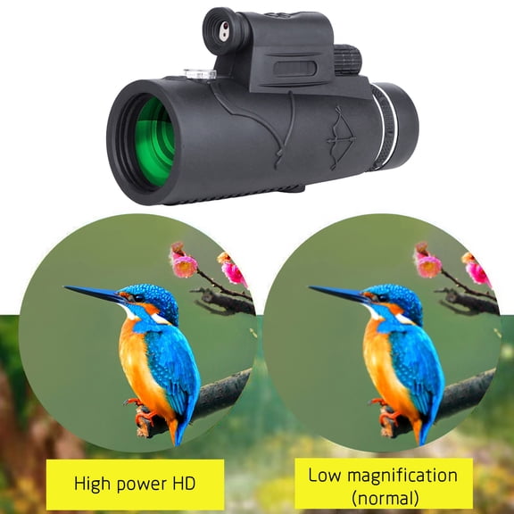 Ohmyroo HD 12X Monocular Telescope Black 6.02 Inch BAK4 Prism for Adults Bird Watching Concert Night Vision Outdoor Photography Gadget