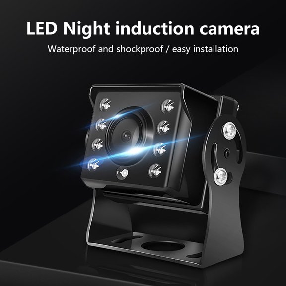 Ohmyroo HD Reversing Camera for Trucks with 8 LED Night Vision Lights IP67 Waterproof 120 Degree Angle Black