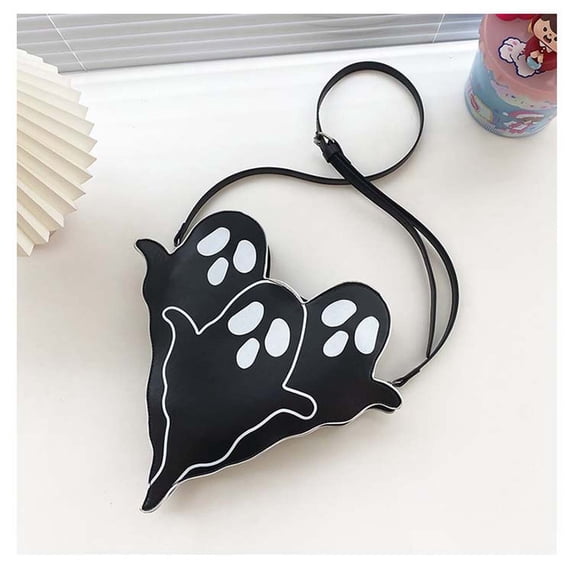 Ohmyroo Halloween Cute Ghost Purse Leather Crossbody Bag 30cm White For Girls Women Daily Spooky Gear Organization Method High Quality