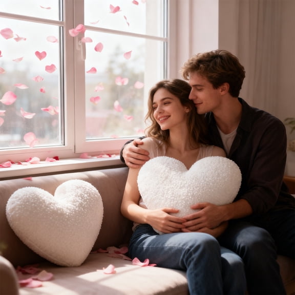 Ohmyroo Heart Shaped Throw Pillow Soft Cushion Home Bedding Accessory for Sofa Bedroom Living Room Bedside Home Decor