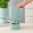 thumbnail image 1 of Ohmyroo High Footed Faux Ceramic Planter Plastic Pot For Indoor Greenery Decoration Blue 7.4 Inch, 1 of 6