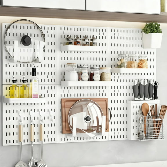 Ohmyroo Hole Board Storage Rack Wall - Mounted Organizer Home Storage Accessory for Kitchen Bathroom Living Room Wall Storage & Organization