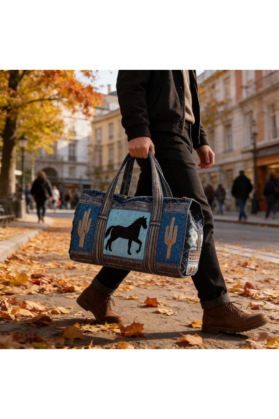 Horse Pattern Quilted Travel Bag Handbag Portable Luggage Bag for Travel Vacation Business Trip Home Outdoor Storage Bag