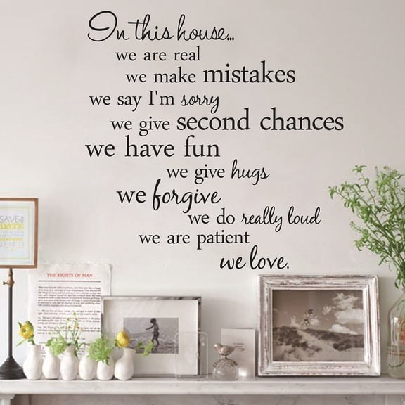 Ohmyroo In This House Text Wall Sticker 23x11 Inch Removable Vinyl Decal For Living Room Bedroom Home Custom Decoration