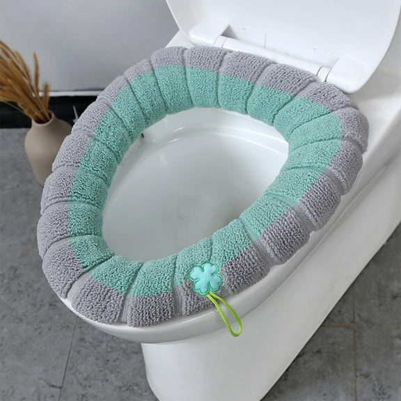 Ohmyroo Knitted Toilet Seat Cover - Thickened and Soft Winter Toilet Ring with Convenient Handles, Machine Washable and Comfortable Bathroom Seat Protector for Cold Seasons