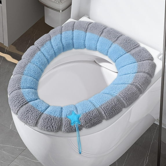 Ohmyroo Knitted Toilet Seat Cover - Thickened and Soft Winter Toilet Ring with Convenient Handles, Machine Washable and Comfortable Bathroom Seat Protector for Cold Seasons