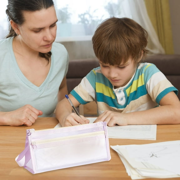 Ohmyroo Large Capacity Mesh Pencil Case Transparent Stationery Organizer