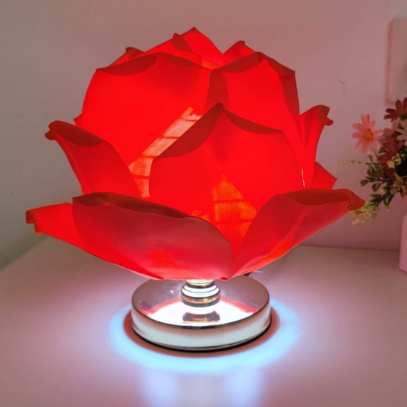 Ohmyroo Large Rose Shaped Table Lamp with Dimming Switch USB Powered for Home Bedroom Living Room Lighting and Decor Needs