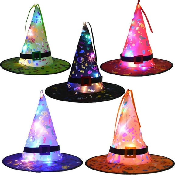 Ohmyroo Light Up Witch Hat, Cloth Halloween Costume Party Hat With Electronics