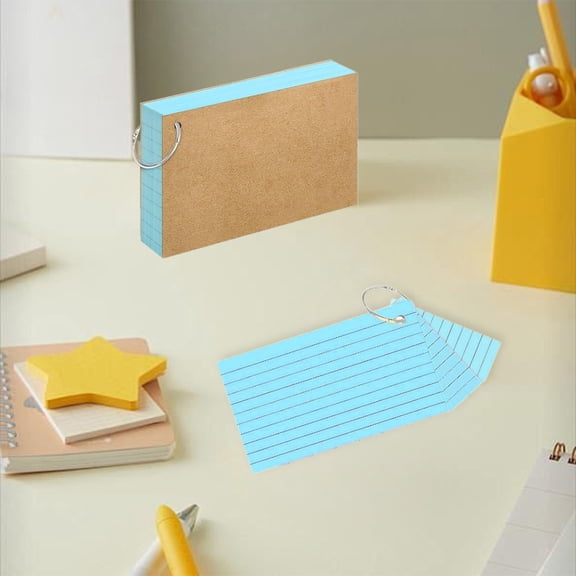 Ohmyroo Lined Index Cards With Ring Horizontal Flash Cards Note Taking Supplies for Home Office Organization Tools