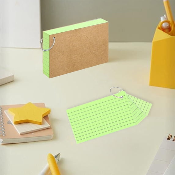 Ohmyroo Lined Index Cards With Ring Horizontal Flash Cards Note Taking Supplies for Home Office Organization Tools