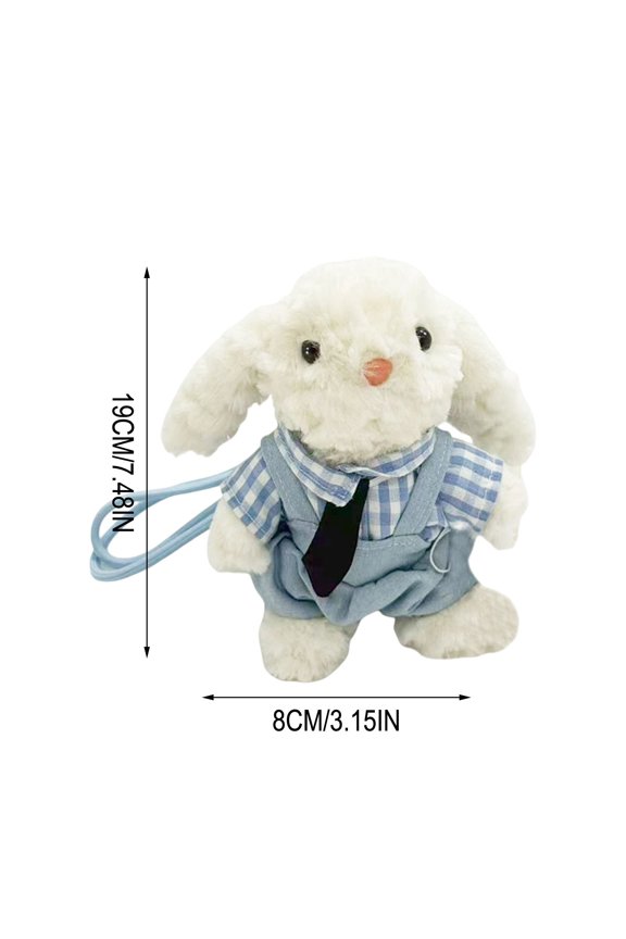 Long Eared Bunny Plush Keychain Doll Pendant for Backpack Purse Car Key Ring Decorative Hanging Ornament Gift