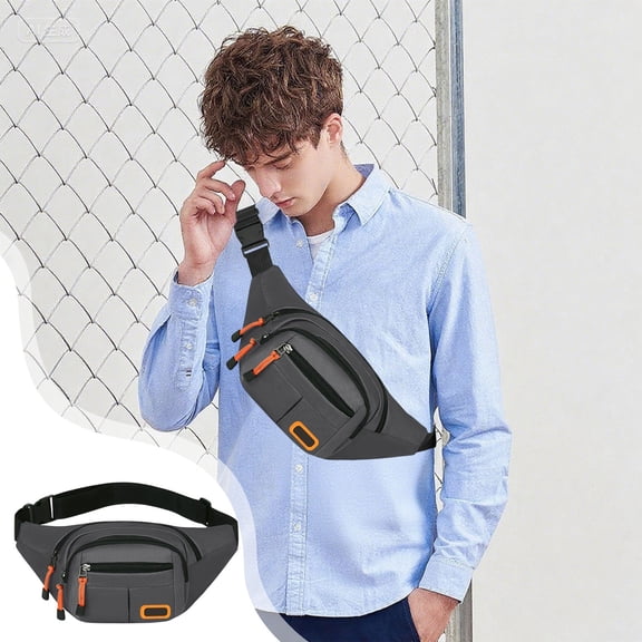 Ohmyroo Men's Waist Bag Chest Pack Leisure Travel Outdoor Sports Storage Bag with Adjustable Strap for Hiking Cycling