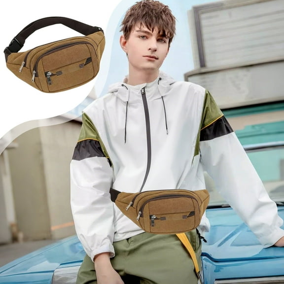 Ohmyroo Men's Waist Bag Chest Pack Leisure Travel Outdoor Sports Storage Bag with Adjustable Strap for Hiking Cycling