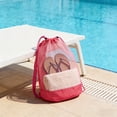 thumbnail image 1 of Ohmyroo Mesh Beach Tote Drawstring Sand Release Pouch For Outdoor Gathering Seashells Blue 19.2 Inch, 1 of 5