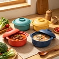 thumbnail image 1 of Ohmyroo Microwave Safe Soup Bowl With Lid, 7.7 In Ribbed Plastic Bowl With Double Handles, 1 of 7