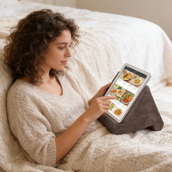 Ohmyroo Multi-Angle Reading Pillow Tablet Stand Soft Plush Foldable Rest Pad For Bed And Sofa