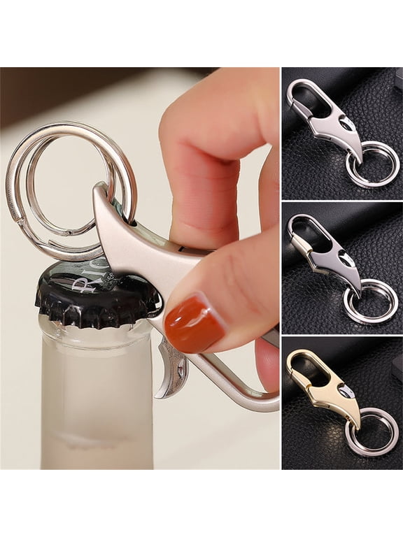Multifunctional Key Ring, Metal Keychain with Built-in Bottle Opener and Belt Hook Clip, Compact Pocket Key Holder for Outdoor Travel and Daily Use