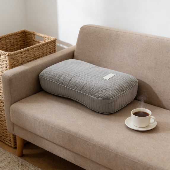 Ohmyroo Natural Buckwheat Hull Pillow 18.9x10.2 Inch Adjustable Firm Sleep Cushion For Bed Couch