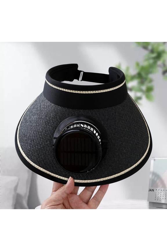 Outdoor Sun Hat With Built In Detachable Solar Fan Adjustable Wide Brim Cooling Cap For Hiking Gardening