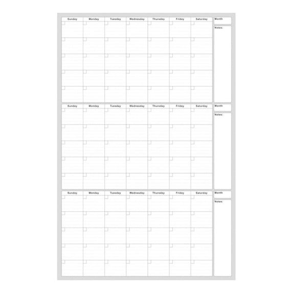 Ohmyroo Oversized 3 Month Erasable Planner Calendar Undated Schedule Chart 61*91.5cm Home Office Wall Organizer