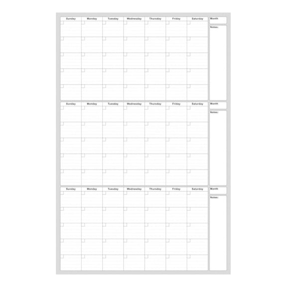 Ohmyroo Oversized 3 Month Erasable Planner Calendar Undated Schedule Chart 61*91.5cm Home Office Wall Organizer