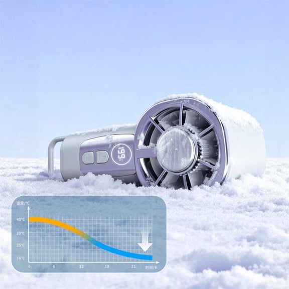 Ohmyroo Palm Handheld Fan with Chilling Plate 199 speed Smart Digital Display USB Rechargeable for travel Office