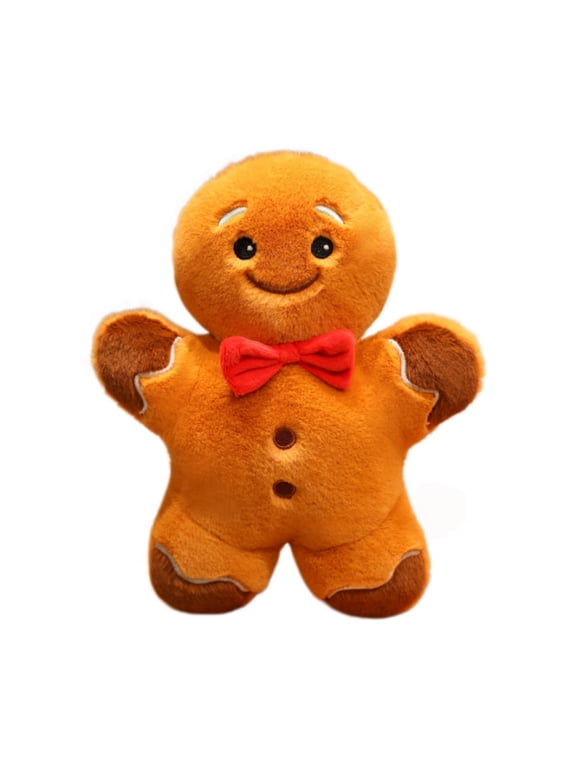 Plush Gingerbread Man Keychain, Soft Stuffed Cookie Figure with Bow, Christmas Bag Pendant for Backpack Purse and Holiday Gift Giving and Backpack Accessory