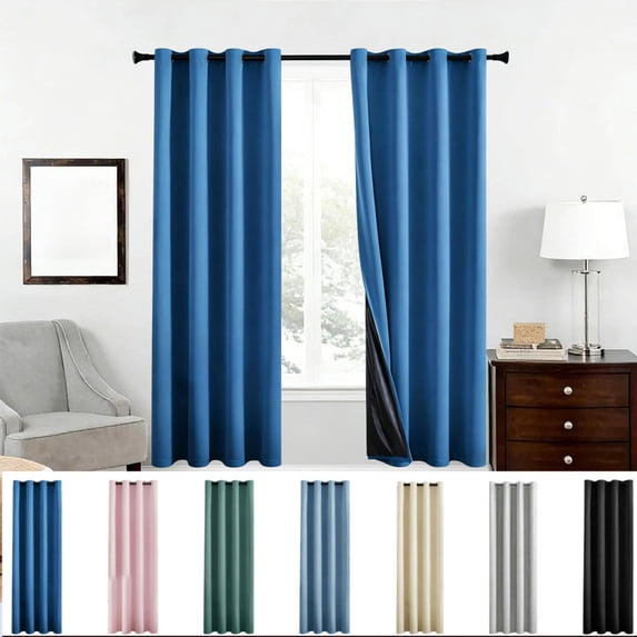 Ohmyroo Polyester Room Darkening Window Curtain, Grommet Top Light Control Thermal Insulated Drapery Panel, Multicolor Privacy Window Treatment for Bedroom Living Room and Balcony Windows