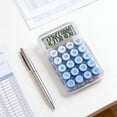 thumbnail image 1 of Ohmyroo Portable Transparent Calculator 5.7in Blue Plastic Mechanical Keypad Office Finance Tool, 1 of 6