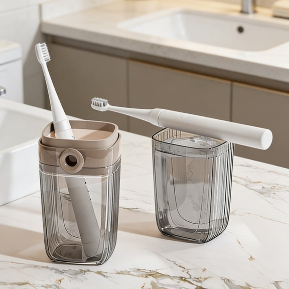 Ohmyroo Portable Travel Mug Set and Toothbrush Storage Box for Couples Travel and Daily Use