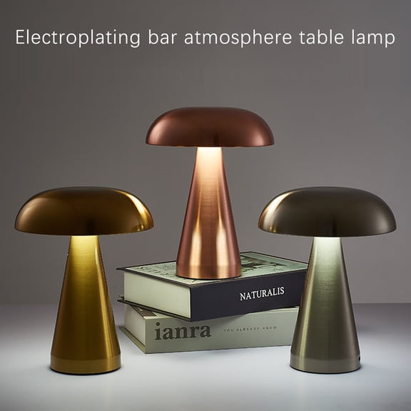Ohmyroo Rechargeable Mushroom LED Table Lamp 3 Level Dimming For Bedside Hotel Cafe Outdoor Use Eye Caring Light Desk Decor