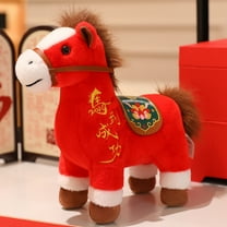 Ohmyroo Red Horse Plush Doll Lucky Decoration For Home Living Room