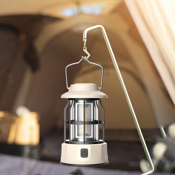 Ohmyroo Retro Camping Lantern Vintage Style ABS Plastic for Family Tent Backyard Emergency Power Outage Illumination Tool