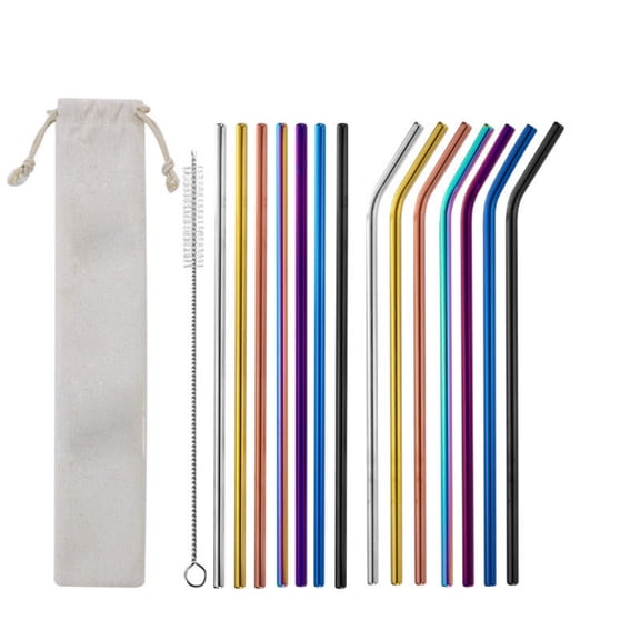 Ohmyroo Reusable Drinking Straws 5 Pcs Colored Stainless Steel for Adults Home Party Beverage Tumbler Eco-friendly Metal Tool