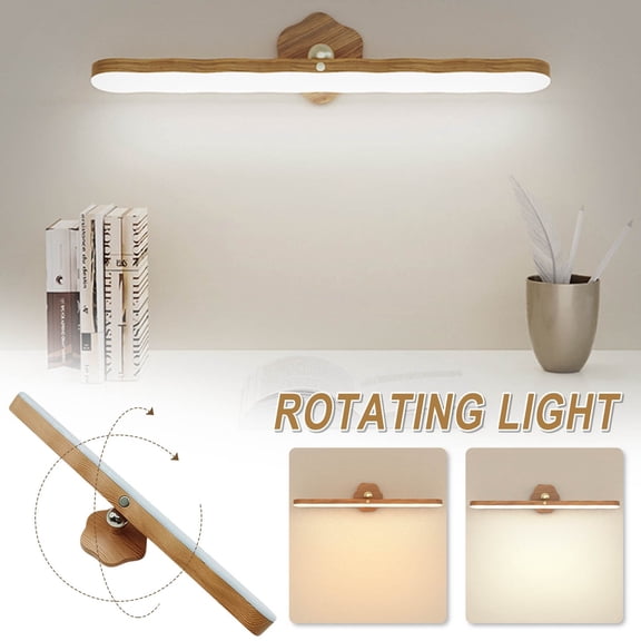 Ohmyroo Rotating Night Light 11.73x2.55 Inch Plastic LED Magnetic Desk Lamp For Reading Cabinets Hallway Eye Caring Illumination Tool