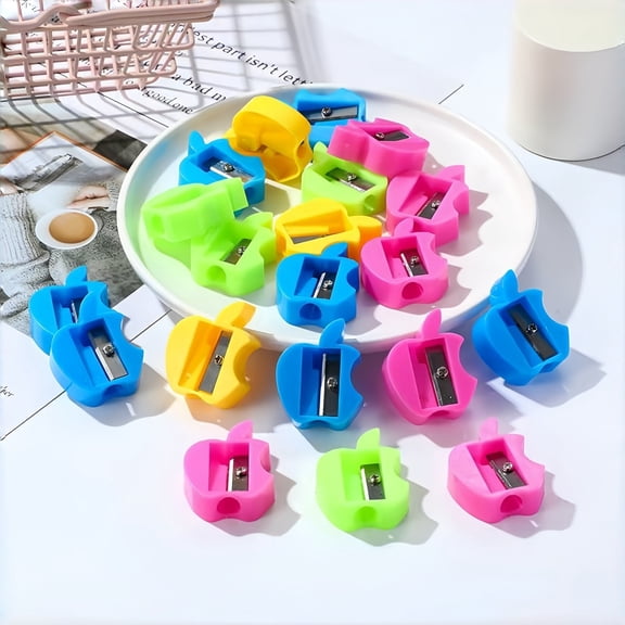 Ohmyroo Round Fruit Shape Pencil Sharpener Lemon Shade Blue Green Pink Plastic For Students Artists Classroom Desk Organization And Lead Pointing