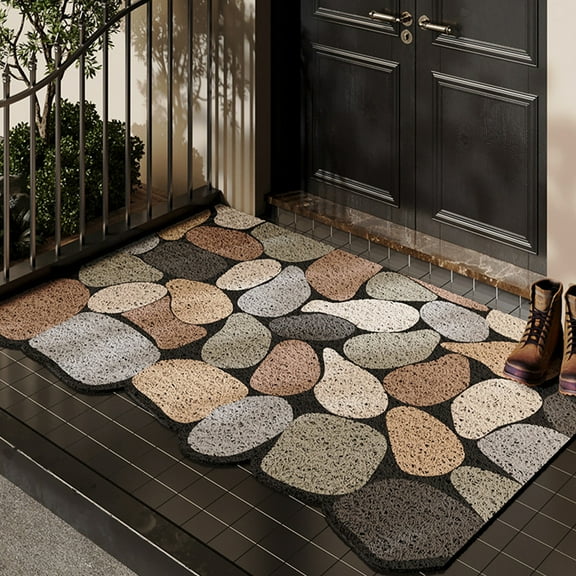 Ohmyroo Rubber Coil Door Mat Non-Slip Floor Pad for Home Entrance Bathroom Kitchen