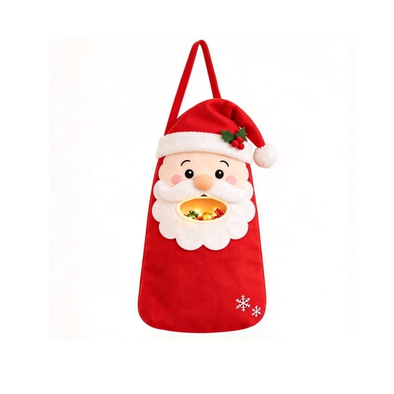 Ohmyroo Santa Character Candy Bag, Fabric Treat Pouch with See Through ...