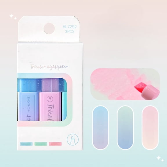 Ohmyroo Scented Glitter Highlighter Pen Set 4.2in Plastic Chisel Tip Office Journaling Marking Accessory