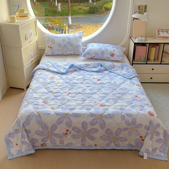 Ohmyroo Soft Printed Summer Quilt 78.7x59 Inch Lightweight Air Conditioning Blanket For Home Bed