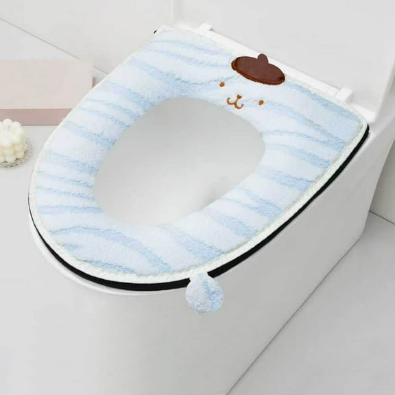 Ohmyroo Soft Washable Toilet Seat Cover Thick Warm Accessory With Handle For Home Bathroom Sanitary Comfort