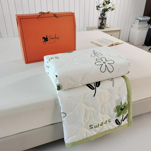 Ohmyroo Soft Washed Cotton Summer Blanket Breathable for Home Bedroom Living Room