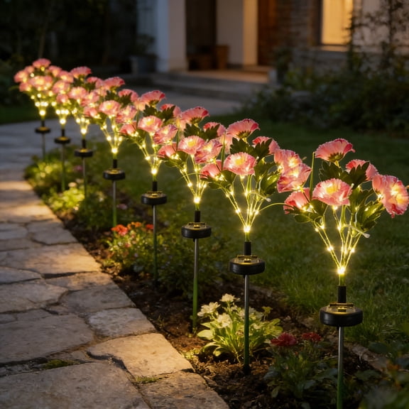 Ohmyroo Solar Pineapple Floral Light 24.0 Inch LED Garden Stake Lamp For Outdoor Courtyard