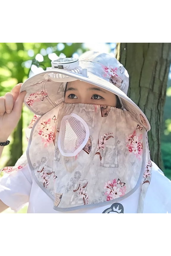 Solar Powered Fan Hat UPF Sun Protection Wide Brim Sunshade Cap with 3 speeds USB Rechargeable for Outdoor Hiking