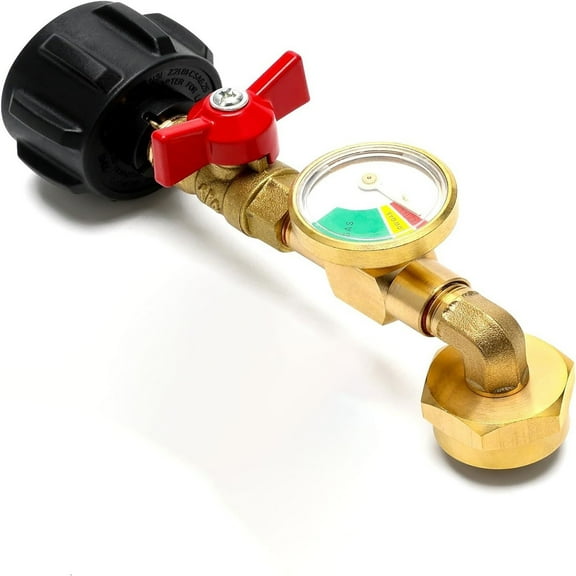 Ohmyroo Solid Brass Propane Refill Elbow Adapter With Gauge For 1 Lbs Cylinders