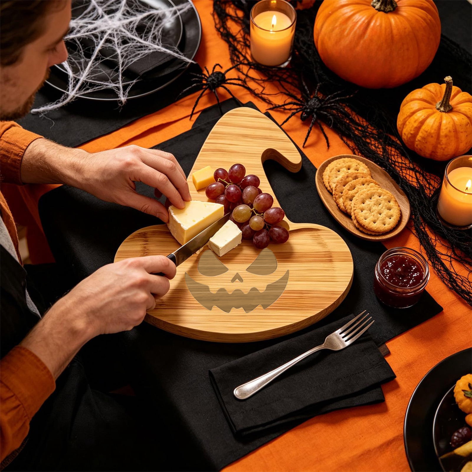 Acouter Board Ohmyroo Solid Wood Halloween Serving Tray, Shaped Tea And Snack Board ...