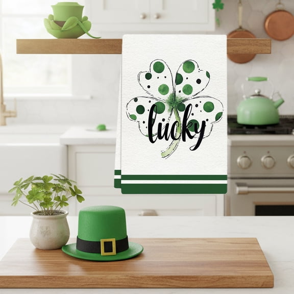 Ohmyroo St. Patrick's Day Kitchen Towel 26x18 Inches Absorbent Cotton Towel for Home