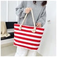 thumbnail image 1 of Ohmyroo Striped Canvas Wine Tote Bag Large Capacity Thermal Insulation Handbag Casual Shoulder Purse For Outdoor Picnic Organization, 1 of 6