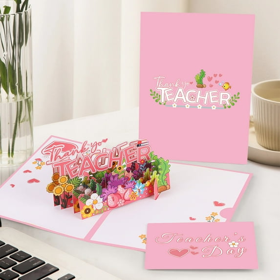 Ohmyroo Teacher Appreciation Card Thoughtful Design for Home Office Gift Giving Gratitude Note Card for Teachers Daily Use